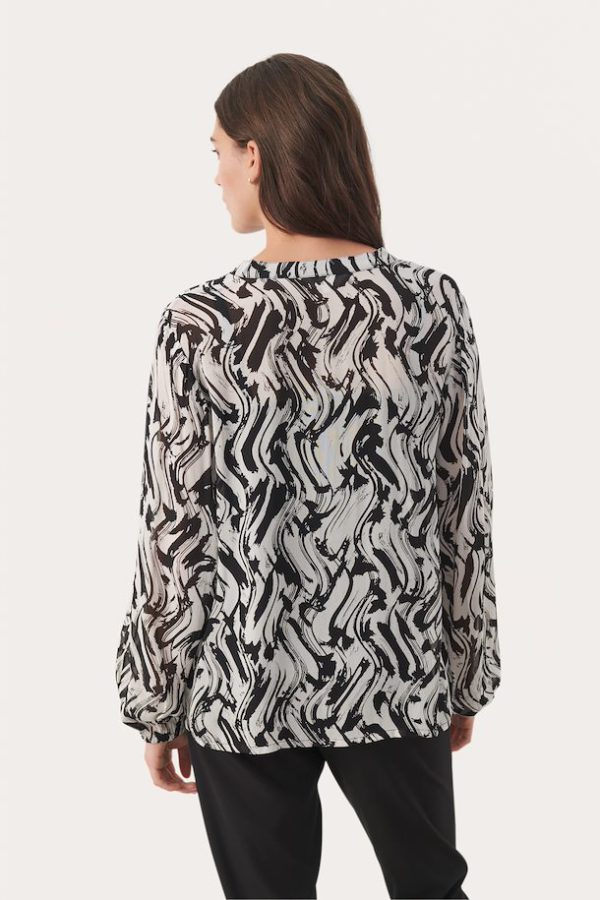 Part Two DittePW Blouse Black Paint Wave Print